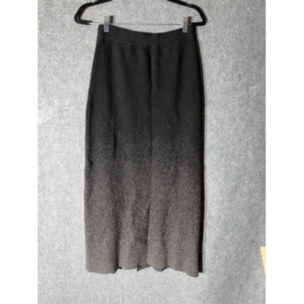 Disturbia Black Grey Ombre Knit Maxi Skirt Back Slit Size Medium AW24B186 - Picture 2 of 8